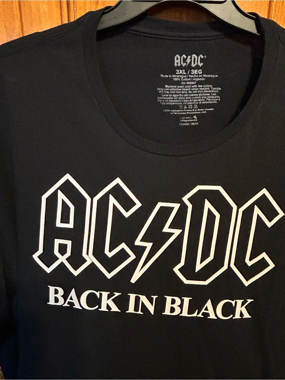 AC/DC Black Short Sleeve Tee with White Logo